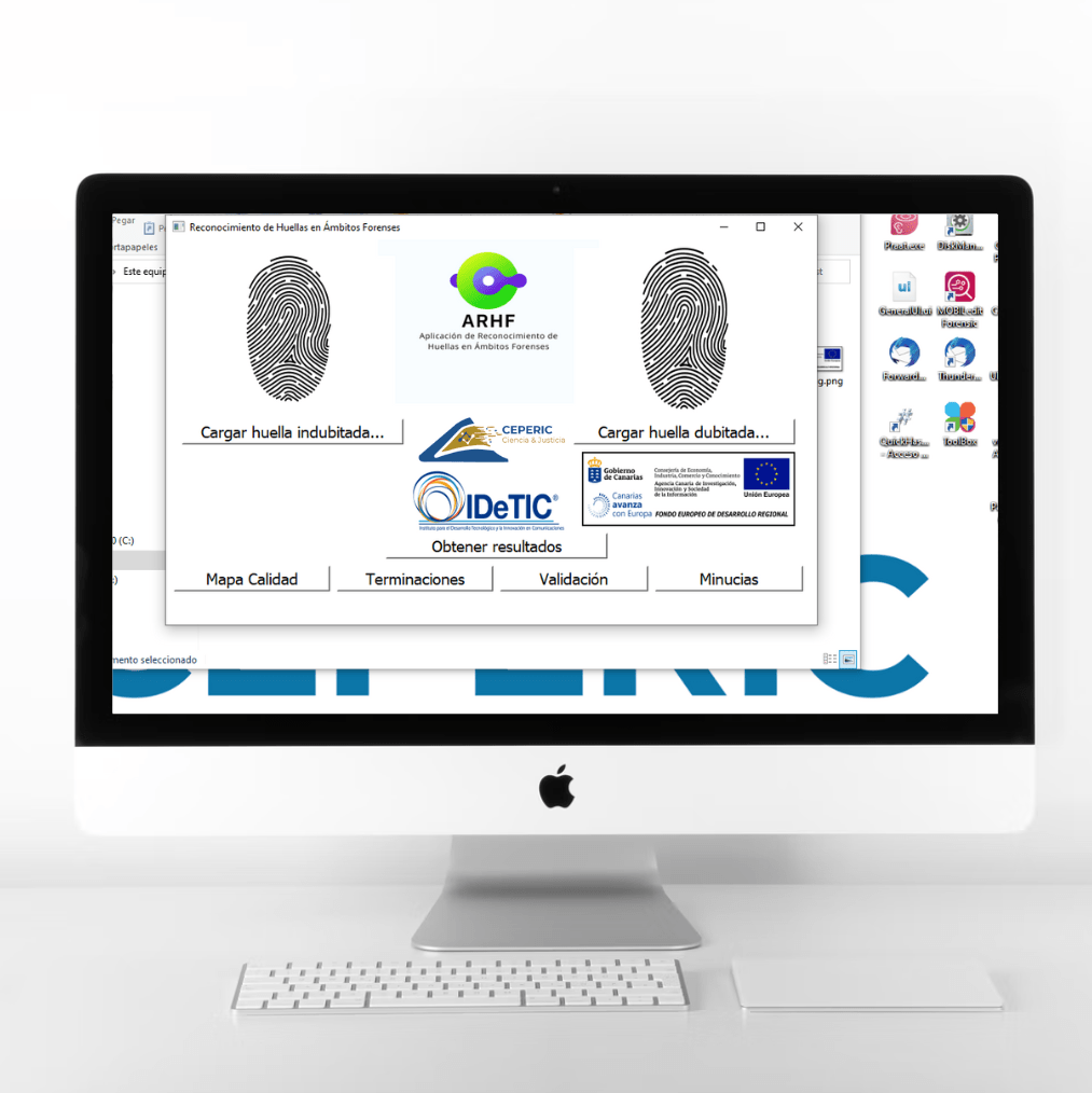 Captura del programa de verificación de huellas dactilares.
